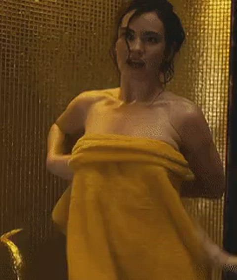cleavage lily james sexy gif