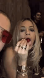 British Celebrity Lips Lipstick Rita Ora Sucking Tongue Fetish gif