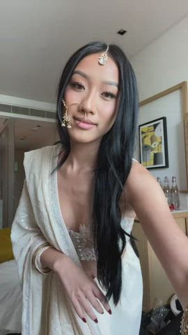 Cute Asian Girl wearing a Indian Dress