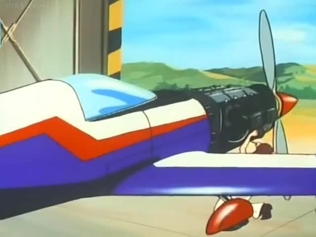 Gatchaman Ken repairing plane