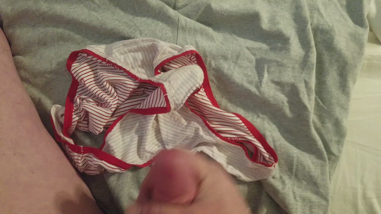 Cumming on wife's dirty panties