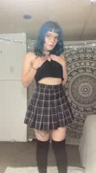 What could be better than a titty drop in a schoolgirl skirt?