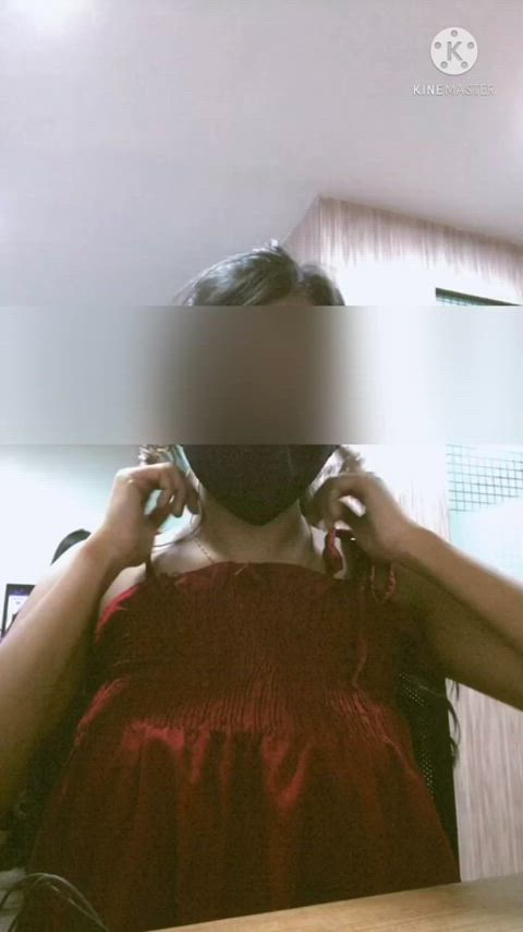 bra desi mask office selfie striptease gif