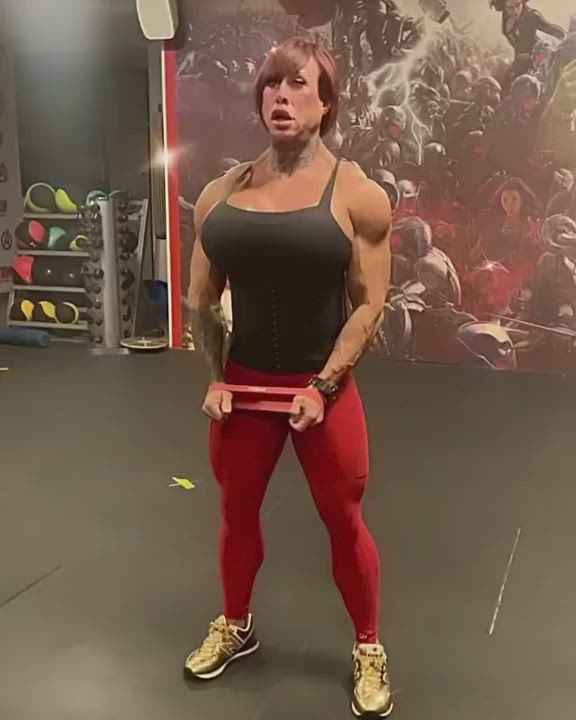 Bodybuilder Fake Fake Boobs Fitness Muscular Girl gif
