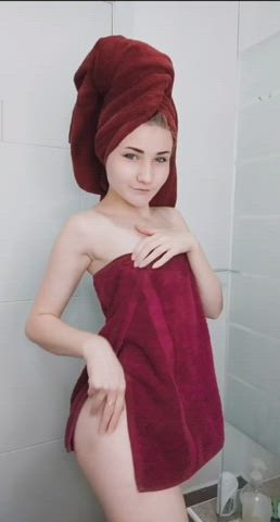 18 years old blue eyes onlyfans petite pierced piercing shower teen tits gif