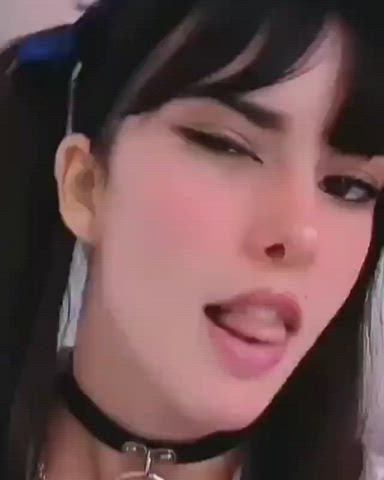 ahegao brunette pigtails teen gif