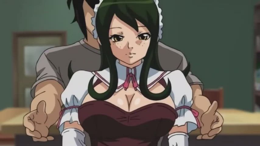 Big Tits Groping Hentai Licking Maid gif