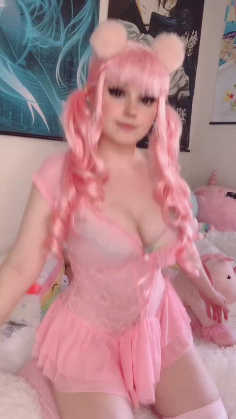 babe egirl non-nude pink hair gif