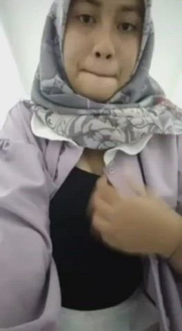 big tits hijab nipples squeezing topless gif