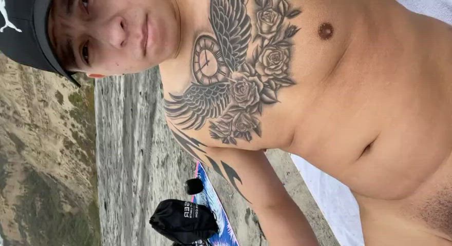 big dick gay jerk off male masturbation public solo tattoo teen gif
