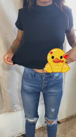 boobs jeans small tits teen gif
