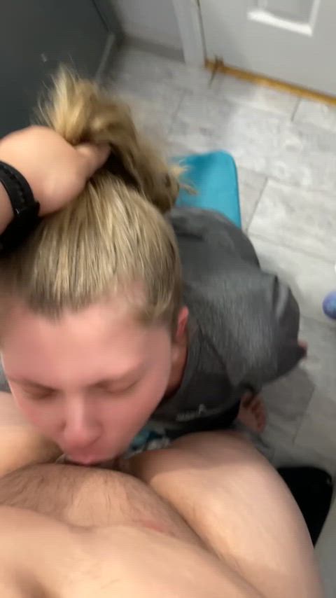 blonde blowjob cock cum in mouth deepthroat face fuck orgasm gif