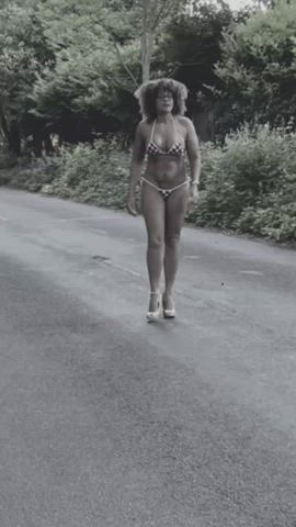 bikini ebony milf mature micro bikini outdoor gif