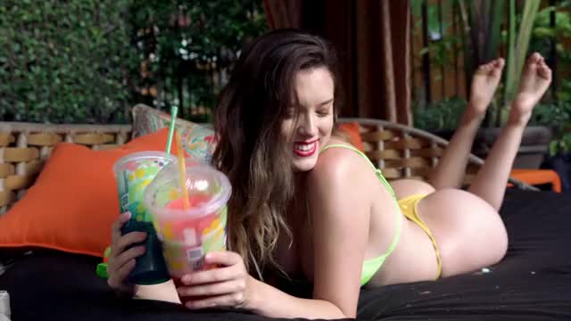 Lauren Summer - highlight small clip, yellow thong w slurpee (PLEASE DO NOT POST