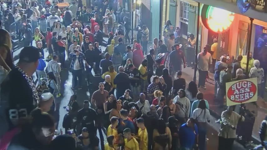 Woman flashing multiple times on Halloween via Earthcam New Orleans