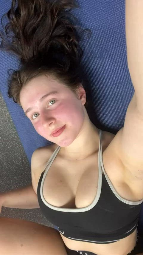 teen gym big tits tits natural tits cum creamy gif