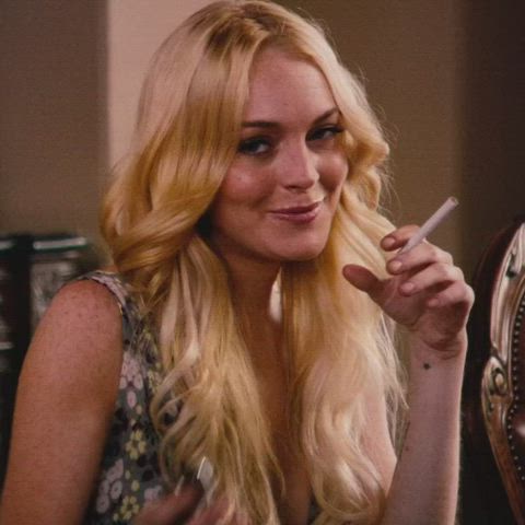 celebrity female lindsay lohan smoking gif