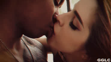 Blonde Interracial Kissing gif