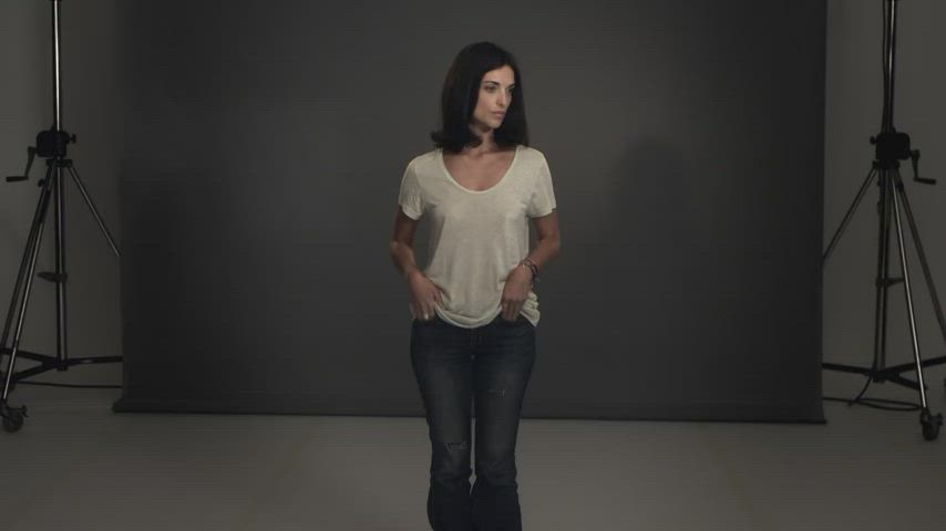 celebrity french jeans natural tits topless gif