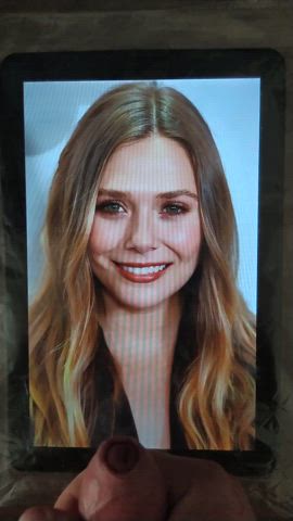 blonde celebrity cum cumshot elizabeth olsen facial tribute gif