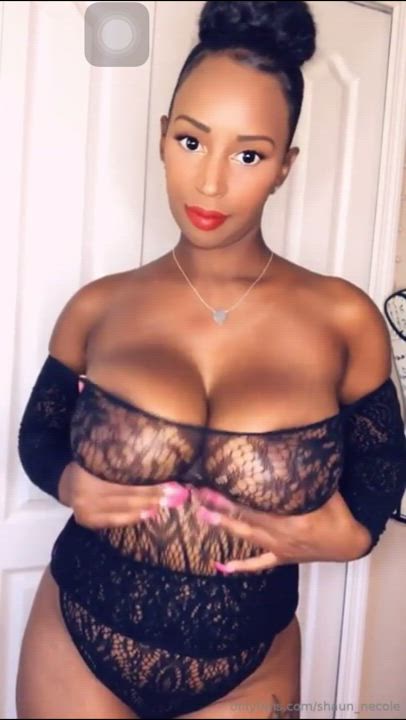 Big Tits Boobs Busty Cleavage Ebony Lingerie Nipples Titty Fuck gif