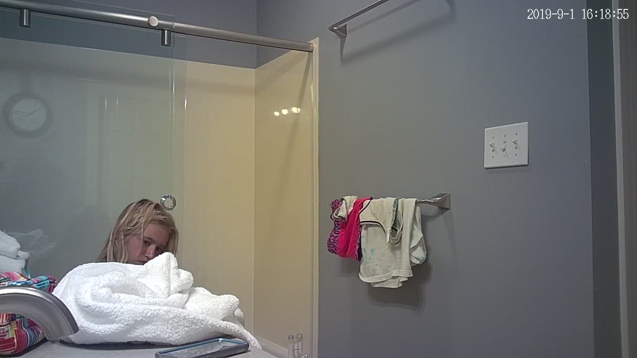 Blonde Shower Spy Cam gif