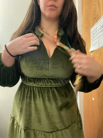 Workplace titty drop. And look…. No panties