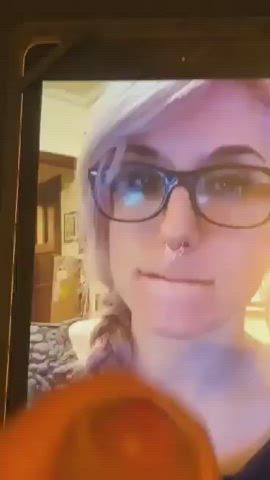 Cumshot Emo Fetish Gamer Girl Glasses Tribute gif