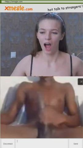 bbc big dick cock shock monster cock reaction teen webcam gif