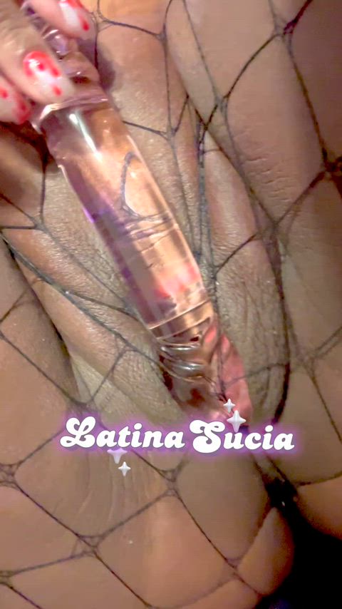 bisexual glass toy latina masturbating puerto rican pussy sex toy shaved pussy solo