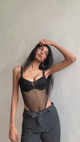 brunette cleavage desi indian petite see through clothing tits gif