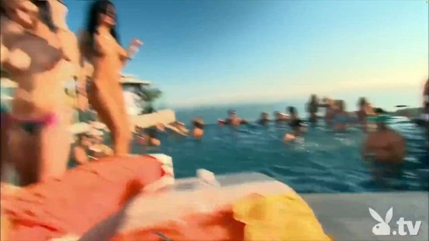 bikini fake boobs fake tits party playboy spring break topless gif