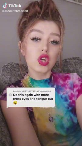 ahegao blue eyes cum joi tease tiktok tongue fetish tribute gif