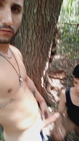 we found a beautiful sucky bitch in the woods🤤