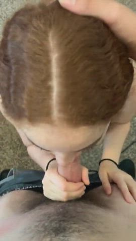 amateur blowjob cumshot facial homemade redhead gif