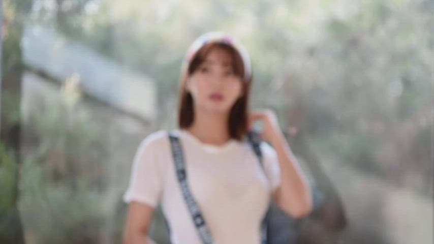 asian cute korean model suspenders gif