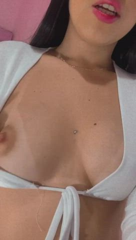 Body Latina Lingerie Natural Tits Nipples Piercing gif