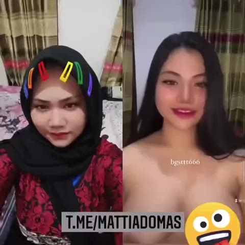 Big Tits Hijab Tease gif