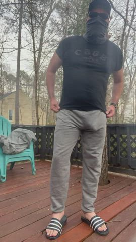 Sweatpants dad within view of neighbors. Again. [40s]