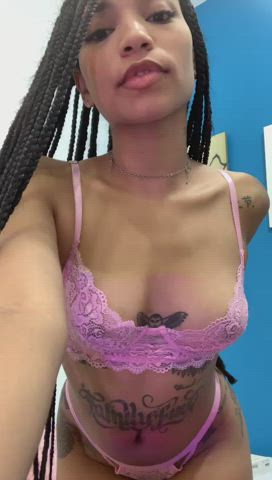 camgirl ebony latina lingerie natural tits pussy skinny small tits tattoo gif