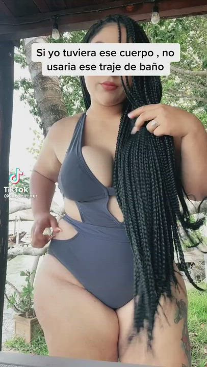 BBW Big Tits Bikini Bodacious Babbette Chubby Curvy Dancing MILF Pawg Swimsuit gif