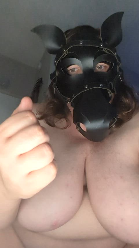 cum edging ftm grool leather mask queer wet and messy hands gif