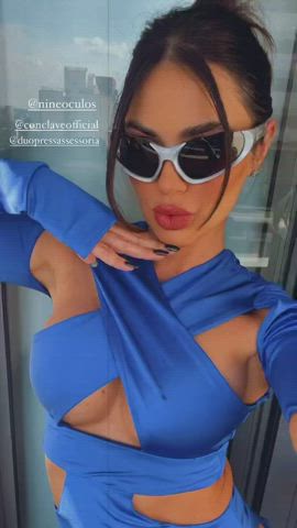 boobs brazilian brunette dani dress facial glasses goddess labia tease gif