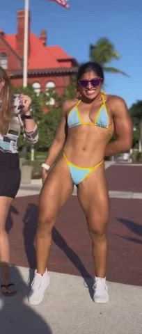 babe bikini dancing fitness latina muscular girl thighs thong tiktok gif