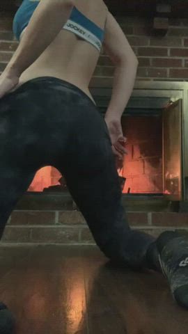 Big Ass Big Tits Undressing Yoga Pants gif