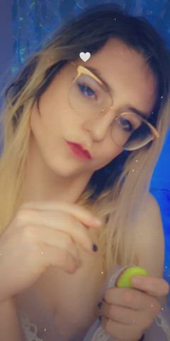 cosplay costume cum glasses kiss solo wet gif