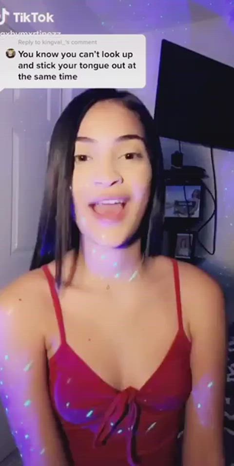 18 years old amateur long tongue tease tiktok tongue fetish gif