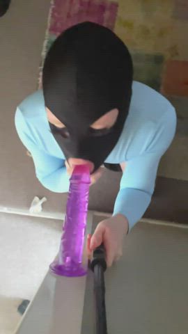 blowjob deepthroat mask sloppy spit sucking suction dildo gif