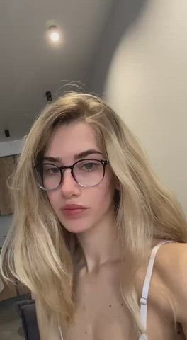 blonde girls glasses gif