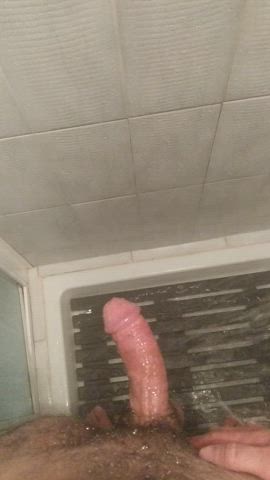 caption cock masturbating nude shower gif